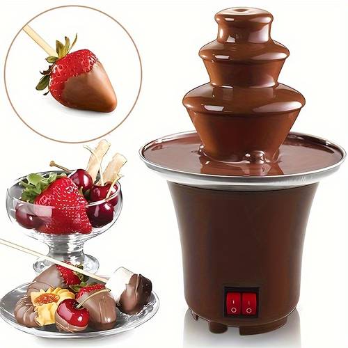 electric chocolate fondue fountain 3 tiers stainless steel melts chocolate butter caramel parties weddings 10 oz capacity