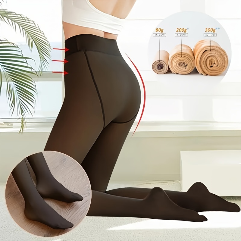 Image of 1pc Winter Sexy Thermal Pantyhose Women Fleece Tights Ladies Translucent Fake Thermal Stockings Winter Warm Leggings Fleece Panty