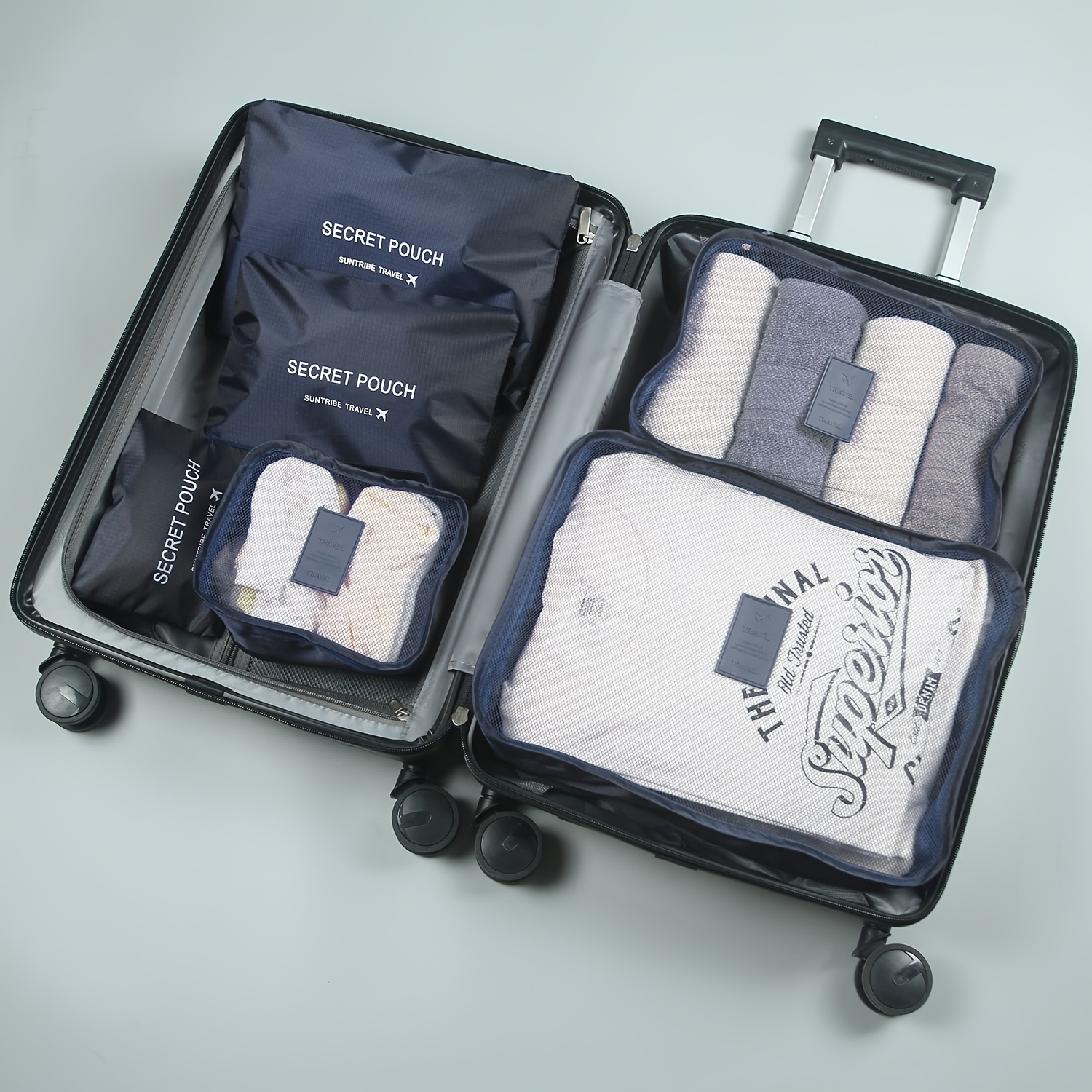 TEMU 6 pezzi/1 pezzo, Set di 6 sacchetti portaoggetti in tessuto Oxford, Set di sacchetti porta vestiti da viaggio, Sacchetti per biancheria intima,