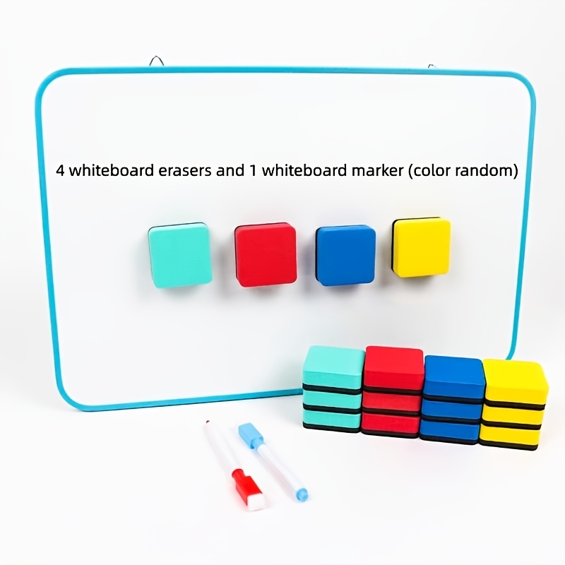 TEMU 4pcs Random Colored Whiteboard Erasers And 1pc Whiteboard Marker, 5.0 X 5.0 Cm Foam Erasers, Suitable For Classrooms, Homes, And Offices,