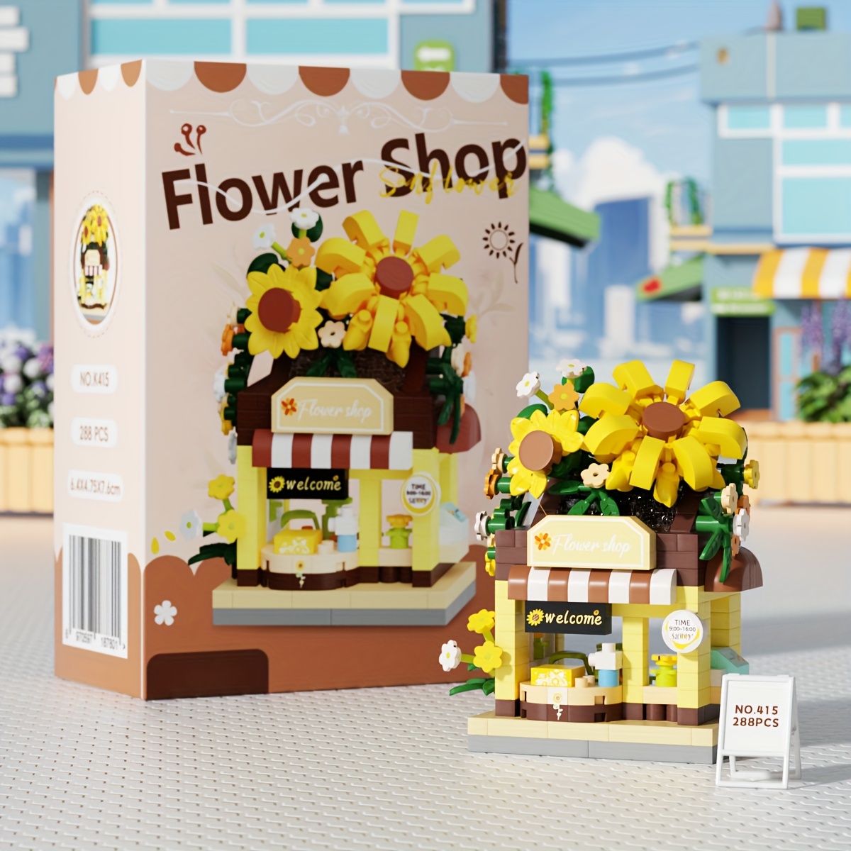 Building Block Street Corner Flower Shop Desktop Decoration
