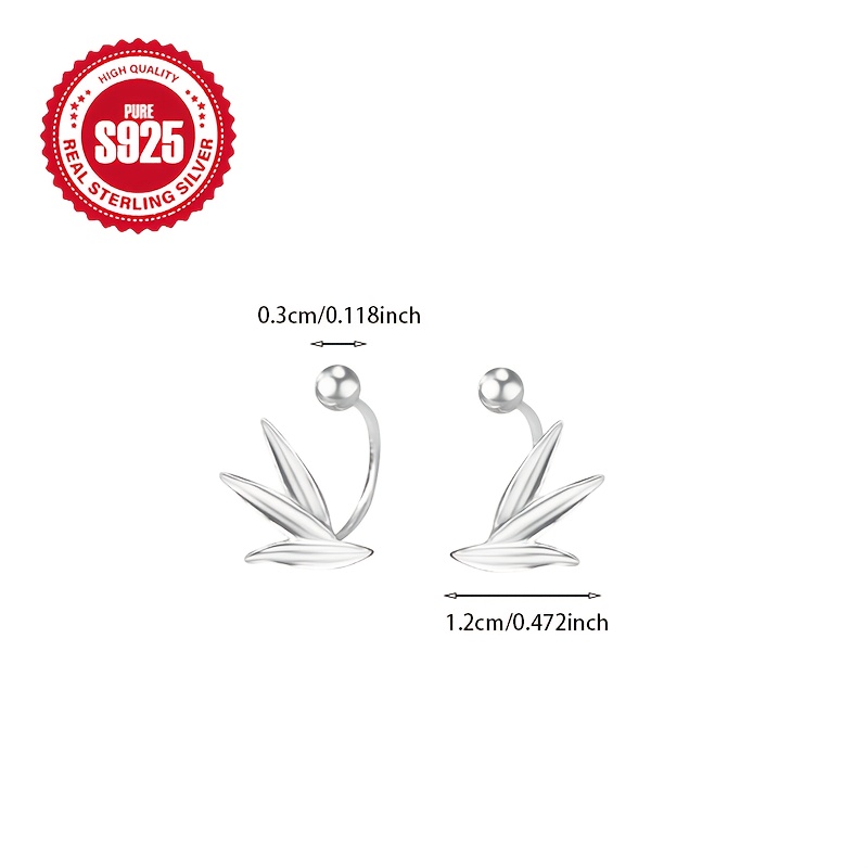 Women's S925 Silver Leaf Wing Ear Hooks