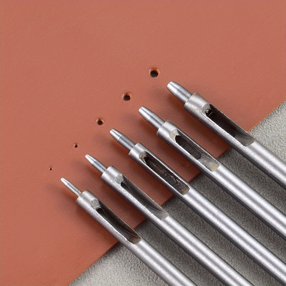 Image of Set Of 5 Leather Punches - Round Punches With Straight Tips And Mouths For Accurate Hole Creation In Leather Products