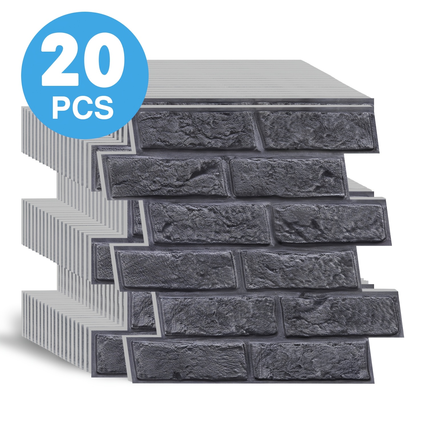 Image of 20pcs Pack Self-adhesive Waterproof Pvc Brick Wall Panels - Horizontal Stickers Suitable For Bathroom,, Living Room, Install Removable Decorative Covering For Floors, Walls, Home Decor (no)