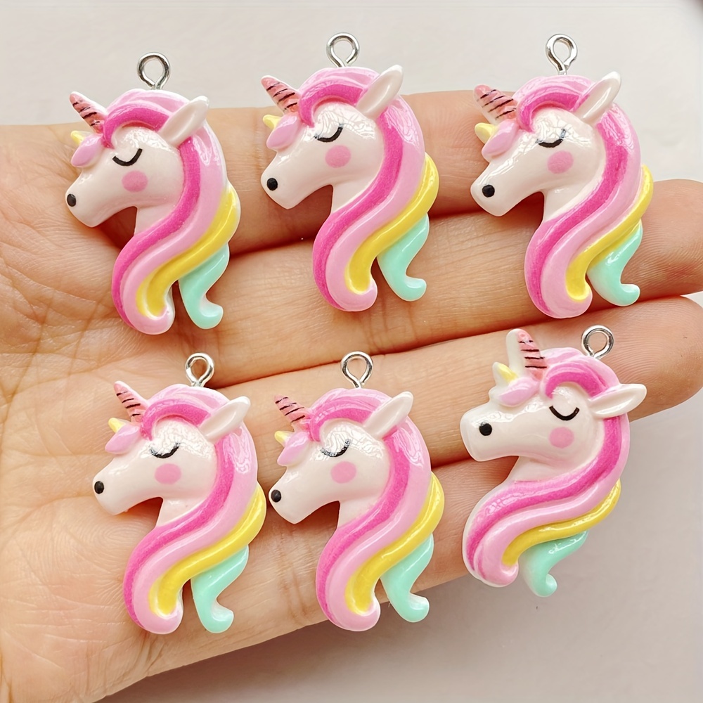 

8pcs Cute Cartoon Unicorn Resin Charms - Cute Diy Pendants For Necklace, Earrings, Keychain, And Other Jewelry Making Projects