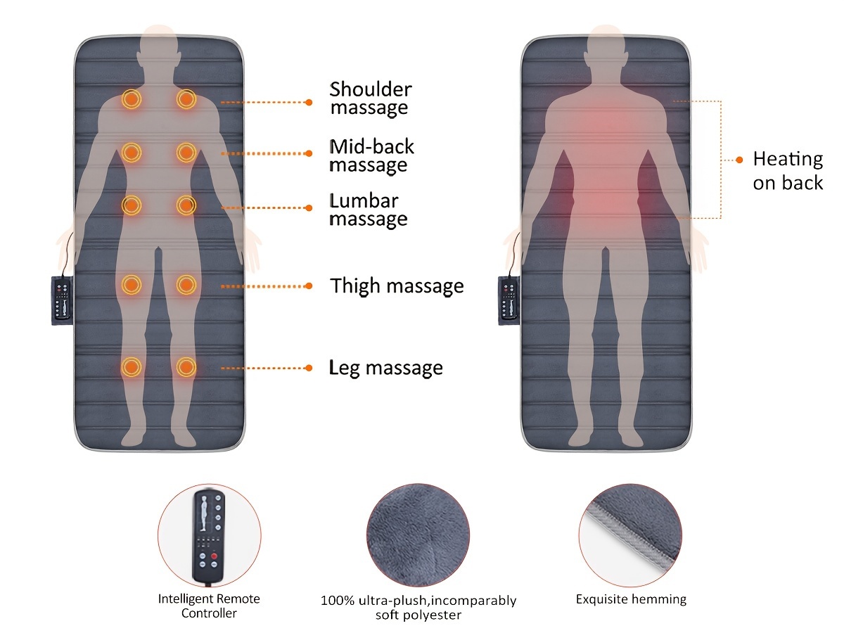   full body massage pad with heating function chair pad with 10 vibration motors and 2 heating pads with auto shut off electric heating massage pad Product details 1