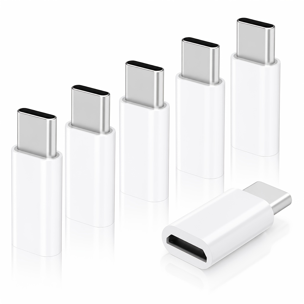 TEMU 6-pack Micro Usb To Usb C Adapters, Micro-usb Female To Usb-c Male Otg Adapters Compatible With Galaxy S10 S9 S8 Plus Note 9 8, Macbook, Lg V30
