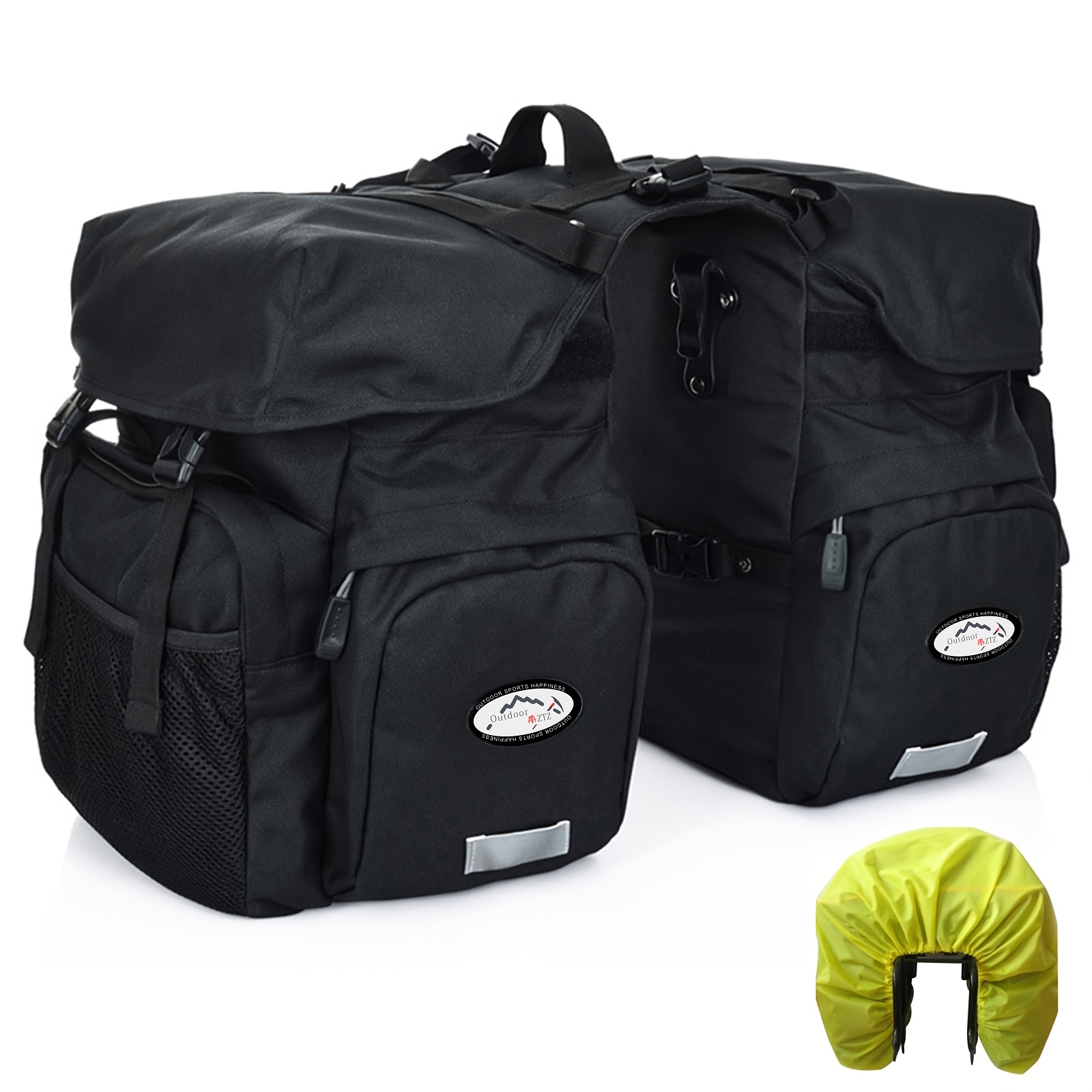 Image of 50l Bike Panniers, 900d High-density Rear Rack Bags With Reflective Trim, Large Bicycle Side Bags For Commuting, Touring, And Cycling, Fits Most Rear Bike Racks Up To 6.3 Inches Wide
