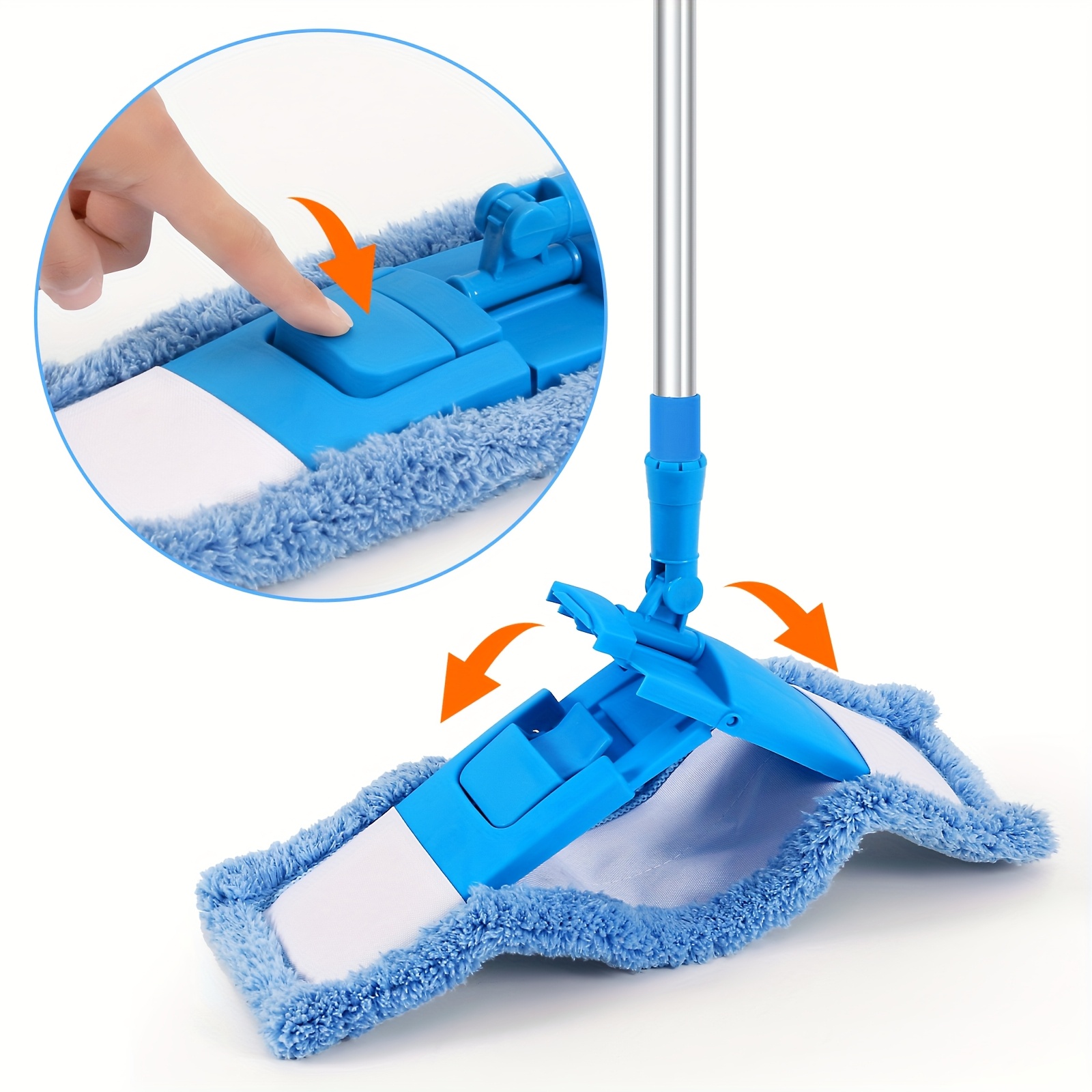 360 rotating mop with extension poles adjustable length floor cleaner with 2 microfiber and 2 chenille cloths wet and dry mop reusable washable dust mop household cleaning tool suitable for bathroom kitchen wooden floors windows tiles Product details 0