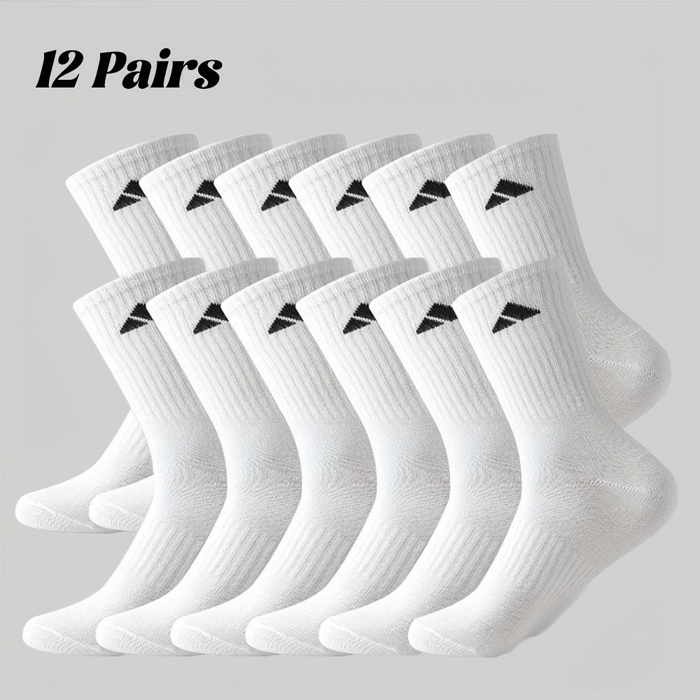 24-piezas-12-pares-blanco-calcetines-hasta-la-mitad-de-la-pantorrilla-con-logo