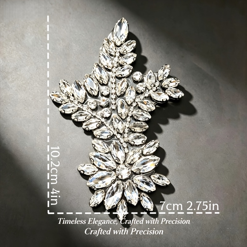 TEMU Heavy-duty Leaf And Branch-shaped Marquise Rhinestone Appliques For Wedding Dresses, Formal Gowns, Stage Costumes, Clothing, Shoes, Hats, Bags,