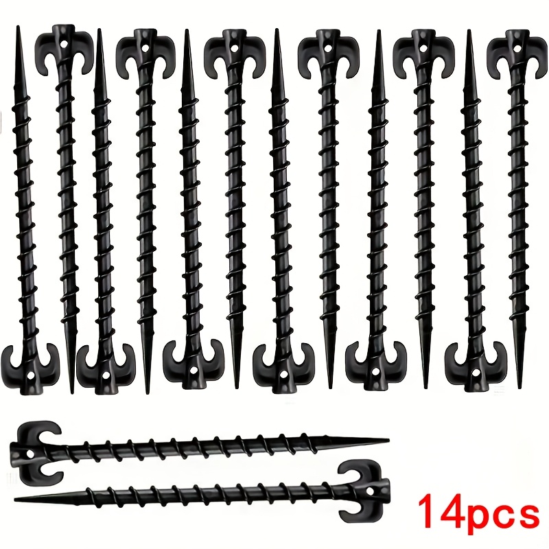 TEMU 4/8/14/18/25/30pack Plastic Tent Stakes Heavy Duty, Stakes For Beach 7.9 Inch Screw In Tent Stakes Spiral Ground Anchors Tent Pegs Canopy Stakes