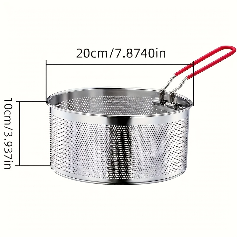 TEMU 1pc Stainless Steel Frying Blue With Detachable Handle, Easy To Carry, Suitable For Items Such As , Pasta, Vegetables, And Snacks, And Is A