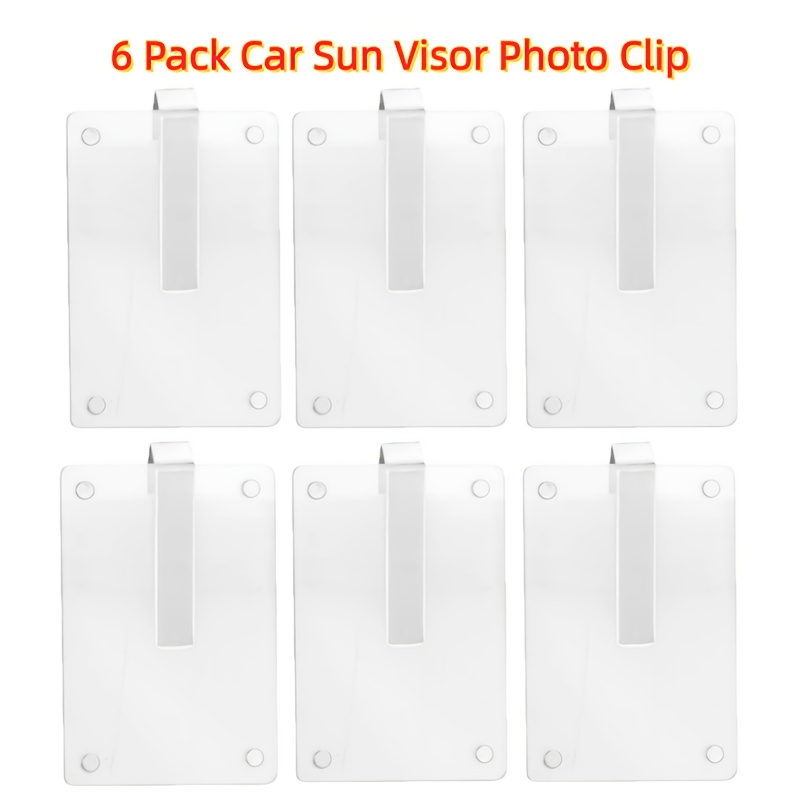 TEMU 6-pack Car Sun Visor Photo Clip – Magnetic Visor Frame For Family & Pet Pictures, Transparent Acrylic Display, -on, Driver Gift