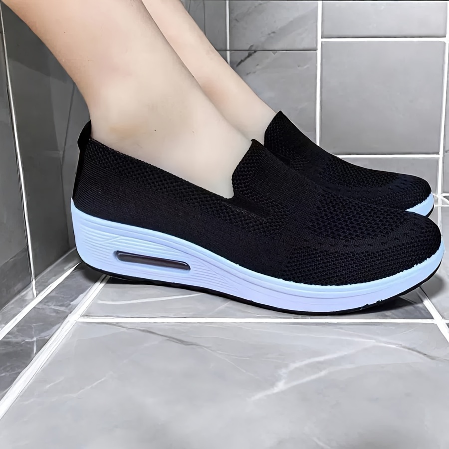 

Femmes Baskets Casual Couleur Unie, Semelle Souple Plateforme Slip On Chaussures De Marche, Chaussures Respirantes Bas-top