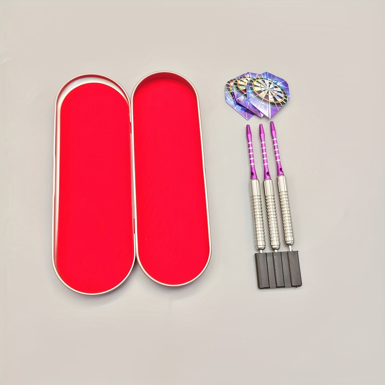 Professionele Dartset met Stalen Punt, met 3 Darts van 21 Gram, Vliegers, Geribbelde Aluminium Schachten, Beschermer/1 stuks IJzeren Doos Set