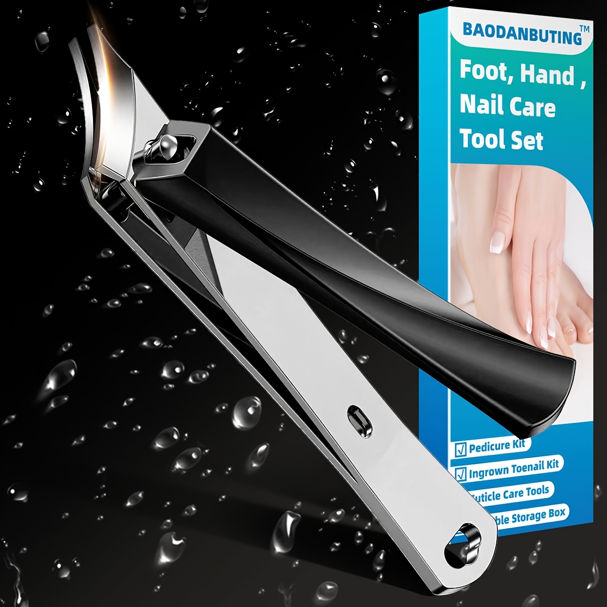 

Baodanbuting Ergonomic Stainless Steel Ingrown Nail Clippers - Slanted Trimming, Handle, Ideal For With Ingrown Toenails &