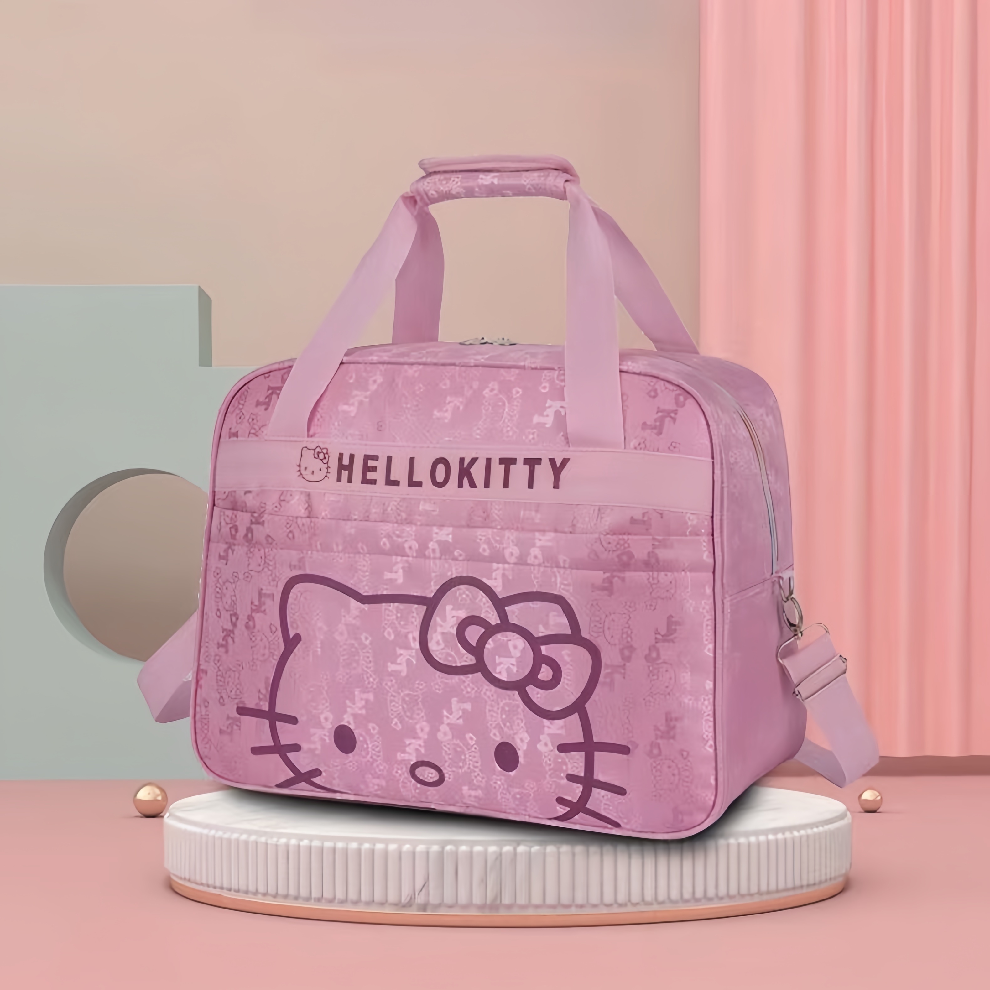 

1pc Sanrio Hello Kitty Large Capacity Travel Bag - Fashionable Waterproof Shoulder Bag With Durable Zipper, Perfect For Womens Portable Closet Storage And Comfortable On-the-go Use