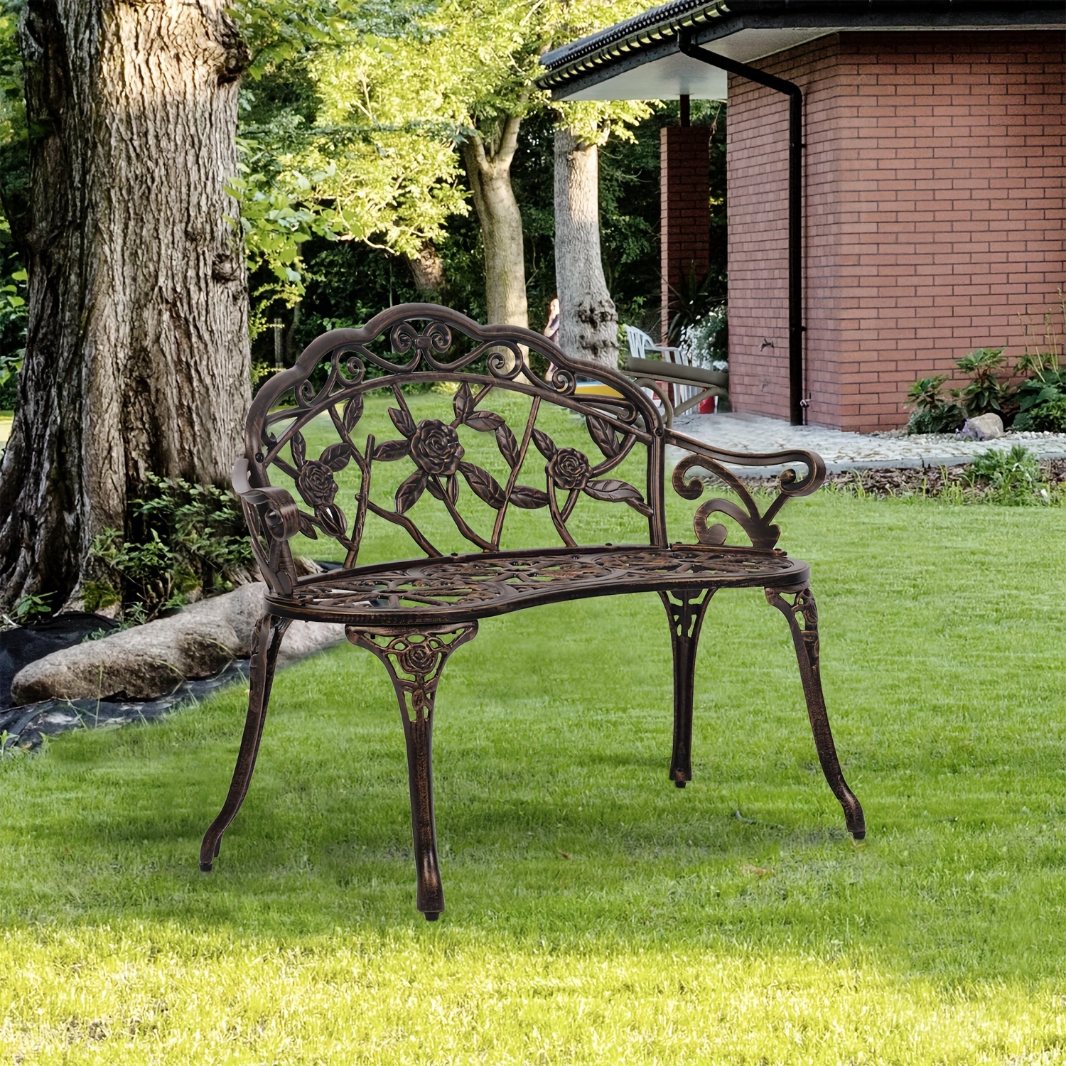 Bench Metal Lawn Chairs Red Metal Garden Bench – 3-Seater Outdoor