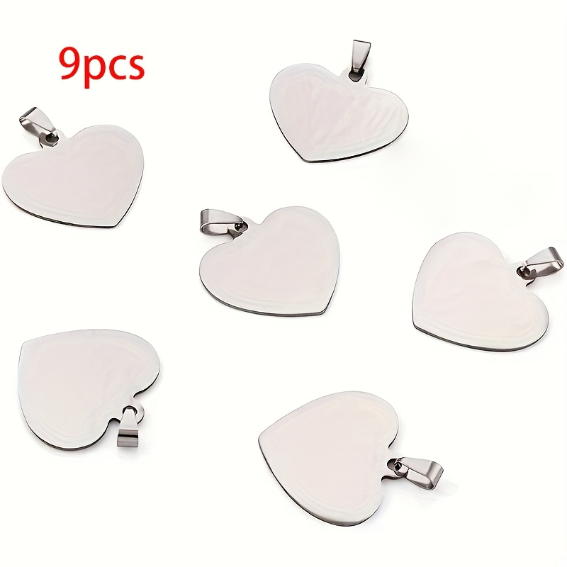 Image of 3/6/9pcs Of Peach Heart Pendant, Stainless -shaped Mirror Plaque, Necklace Bracelet Keychain Additions For Daily Wear For Men And Women