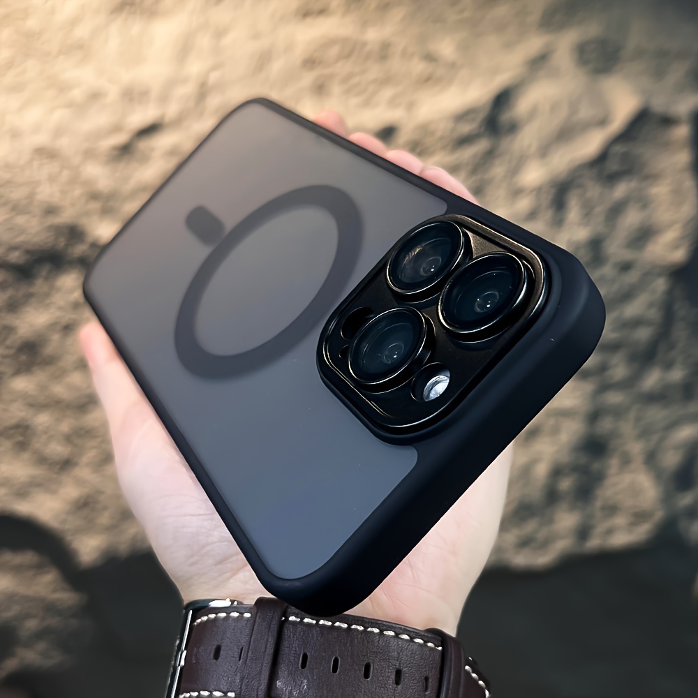 luxury matte transparent magnetic wireless charging case for iphone 15 14 13 12 11 pro max plus with lens protector soft bumper shockproof   hard acrylic back cover details 5