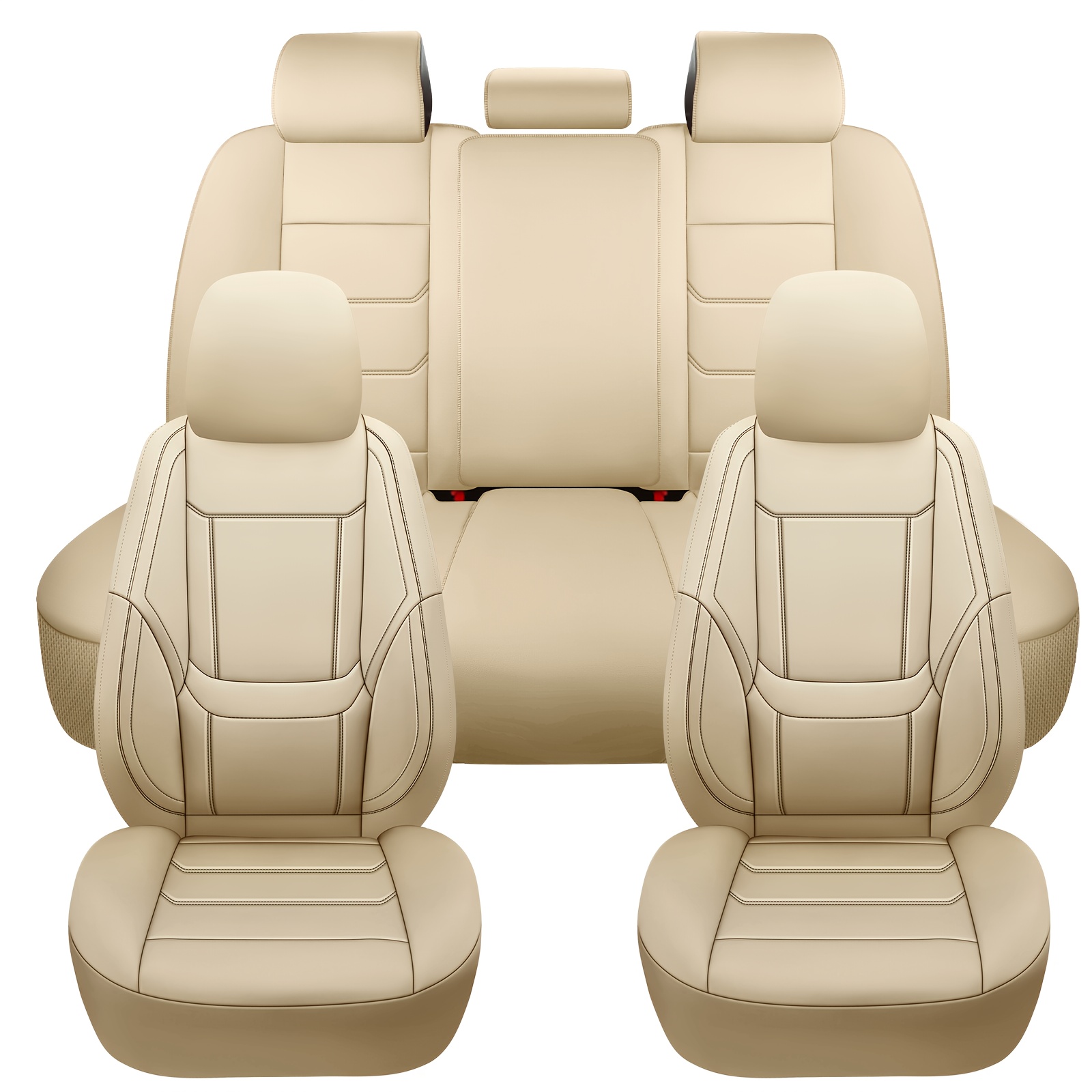 TEMU Car Seat Covers Full Set, Pu Leather Seat Cover Compatible Airbag, Seat Covers For Cars, For Most Vehicles, Truck, Suv 2 Sets/ 5 Sets