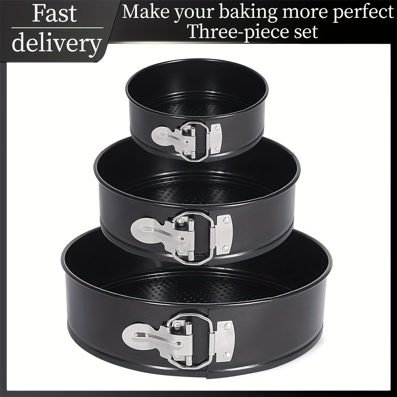 

Cake Pan Set For Baking, Spring-shaped Pan 3 Piece Set (9 Inches), Round Cake Pan, Cheesecake Pan, Leak-proof Cake Pan, With Removable Bottom For Cheesecake, Layered Wedding Cake, Black