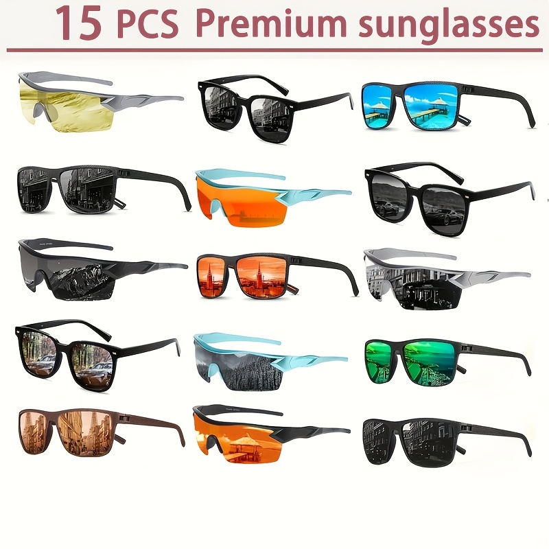 TEMU 12-15pcs Pack Men' & Women' Polarized Polycarbonate Fashion Glasses Suitable For,, Parties, Weddings - -resistant, Stylish Polarizing Eyewear