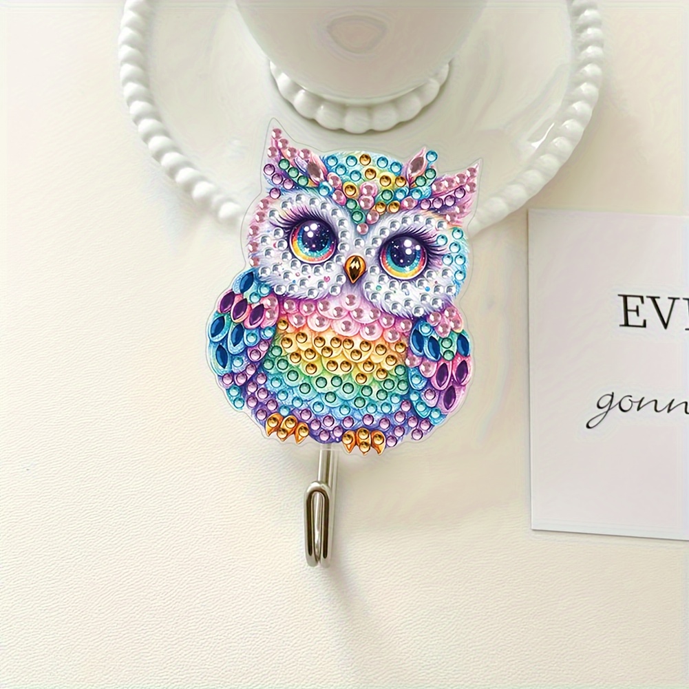 

6 Combination Owl Diamond Painted Set Hooks - Animal Theme, Irregular Diamond Shapes, Acrylic (pmma) Material - Perfect For Home Decoration