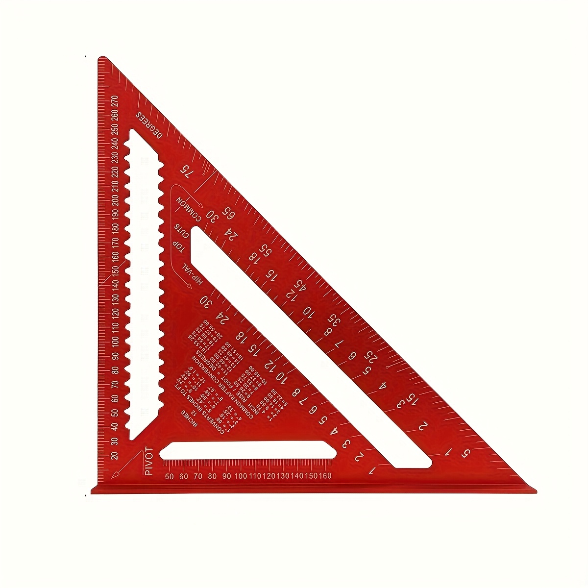 Square - A 12-inch Red Triangular Ruler With Serrated Edges, Suitable For Precise Measurements, Home Renovations, And Design Projects, A Versatile Woodworking Tool