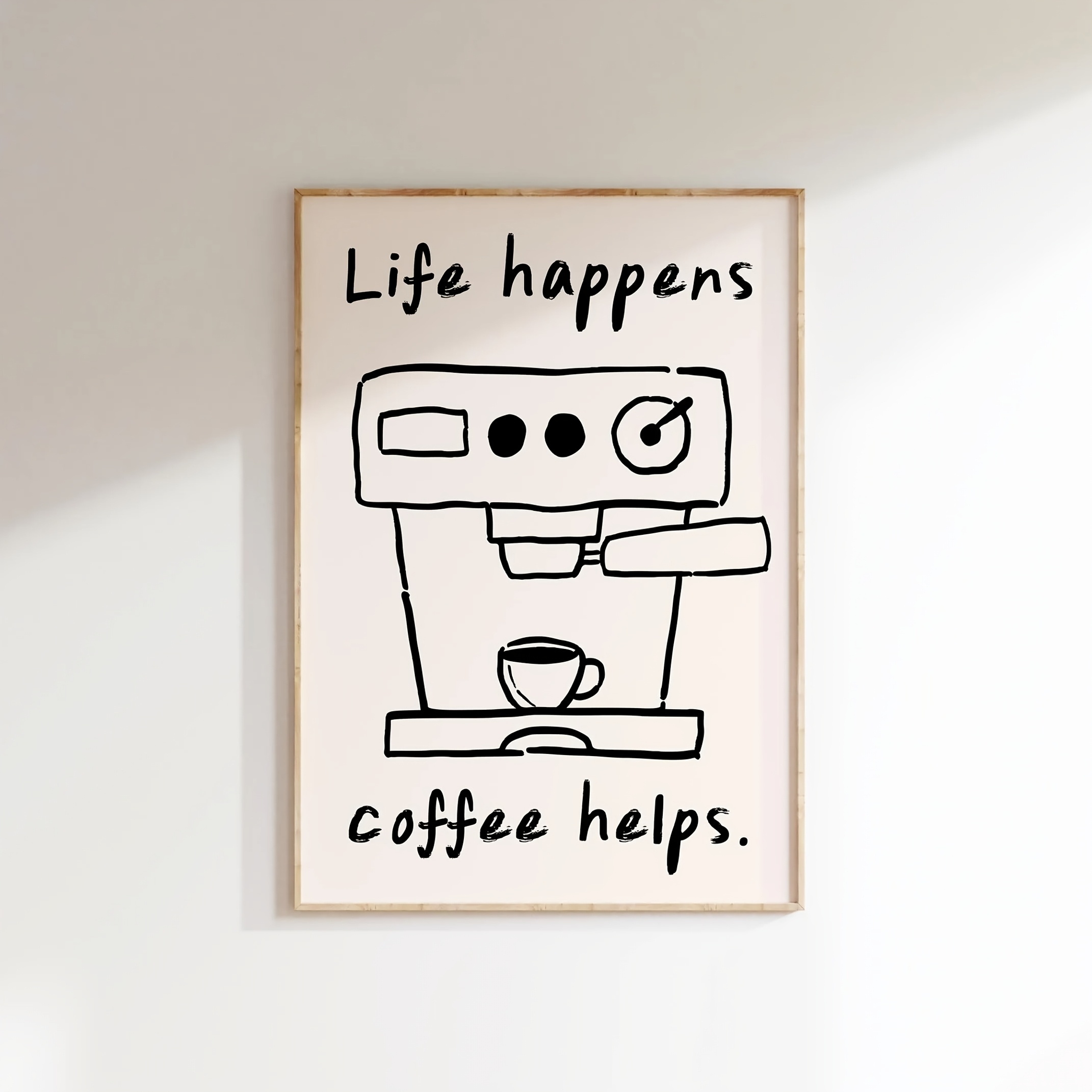 TEMU su tela senza cornice 2D, 2D Flat, 1 pezzo, con design moderno che enfatizza il tema 'La vita 癡 , aiuta'. Questo poster a tema caff癡 癡 per