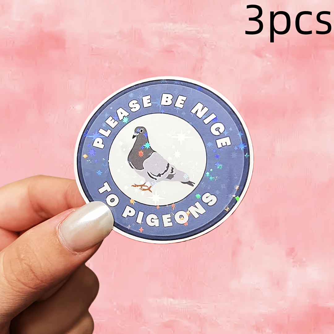 1pc/3pcs "please To Pigeons" Sticker | Vinyl, , Irregular Shape, Reusable On Wood, Plastic, Glass, Metal, Ceramic Surfaces
