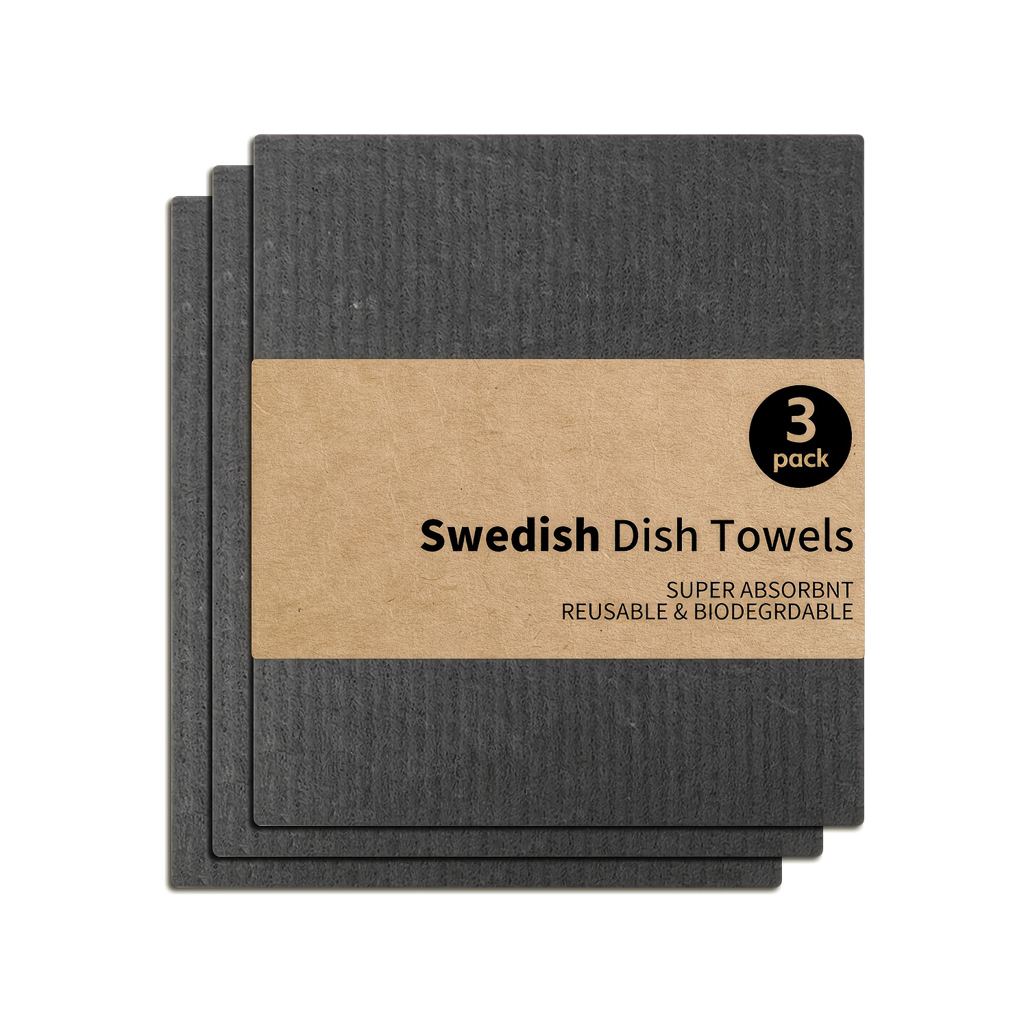 TEMU 3-pack Mmrh Swedish Dish Cloths - Super Absorbent Reusable & Kitchen Towels, High-quality Synthetic Fiber Dish Rags For Washing Dishes,