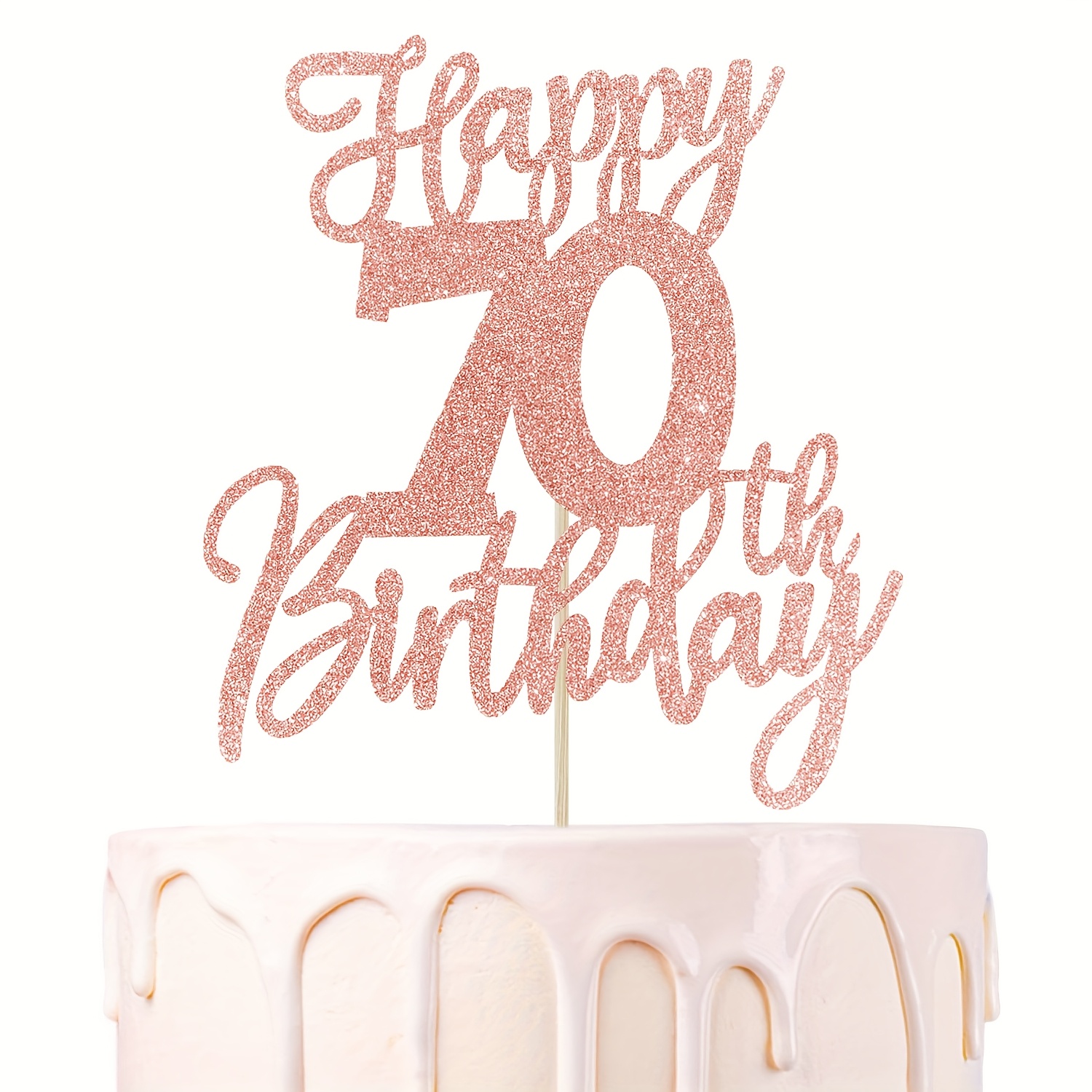 Image of 1pc, Glittering Rose Topper For Her 10th, 18th, 21st, 30th, 40th, 50th, 60th, 70th, And 80th Birthday Celebrations, Suitable For Birthday Party Cake Decorations