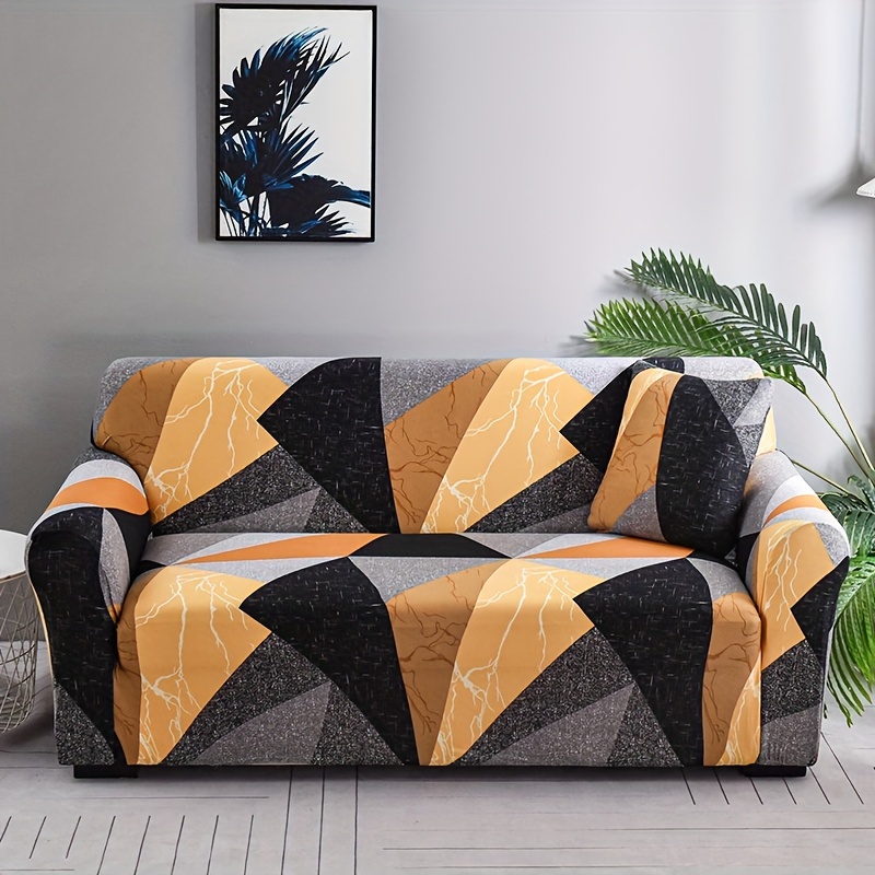 

1pc Geometric Pattern Sofa Slipcover, Stretch Sofa Cover, Couch Cover Furniture Protector, For Bedroom Office Living Room Home Decor