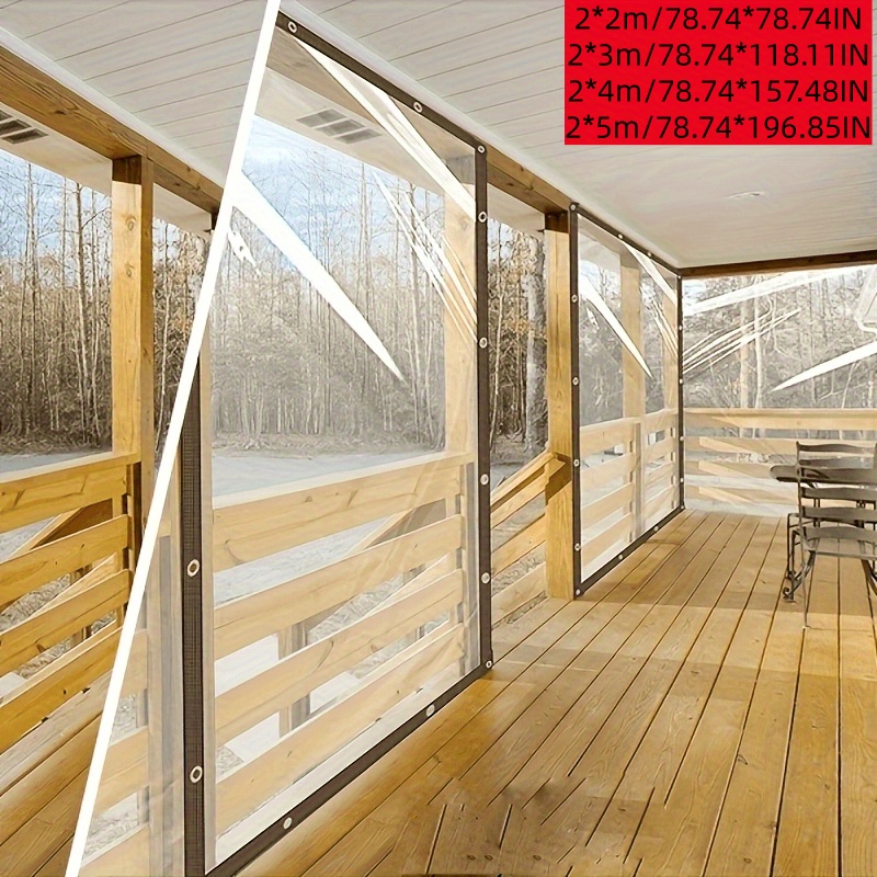 TEMU 1pc Transparent Waterproof Curtain With Sealing Ring, Suitable For Outdoor Garden/balcony/courtyard/chicken House Rain Cover And Wind Curtain,