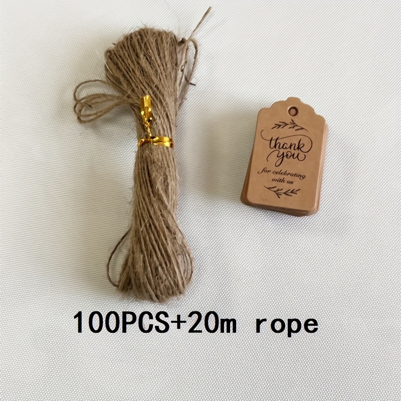 TEMU 100pcs Of 5*3 Cm Thank You Tags Made Of Paper, Blank Gift Labels With String, Perfect For Party And Holiday Decorations