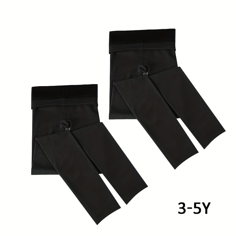 1/2pcs Pc Fleece Black Autumn Winter Ankle Leggings, Elastic Warm Thin Fleece Boys And Girls Same Style Tights, Versatile