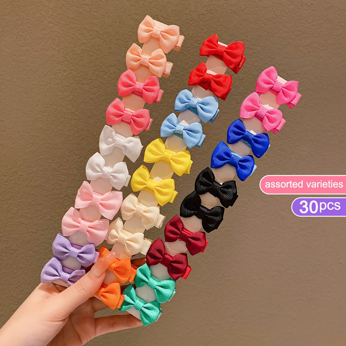 30pcs Cute Colorful Hair Clips, Non-Damaging Polyester Bow Accessories for All Seasons and Casual Attire