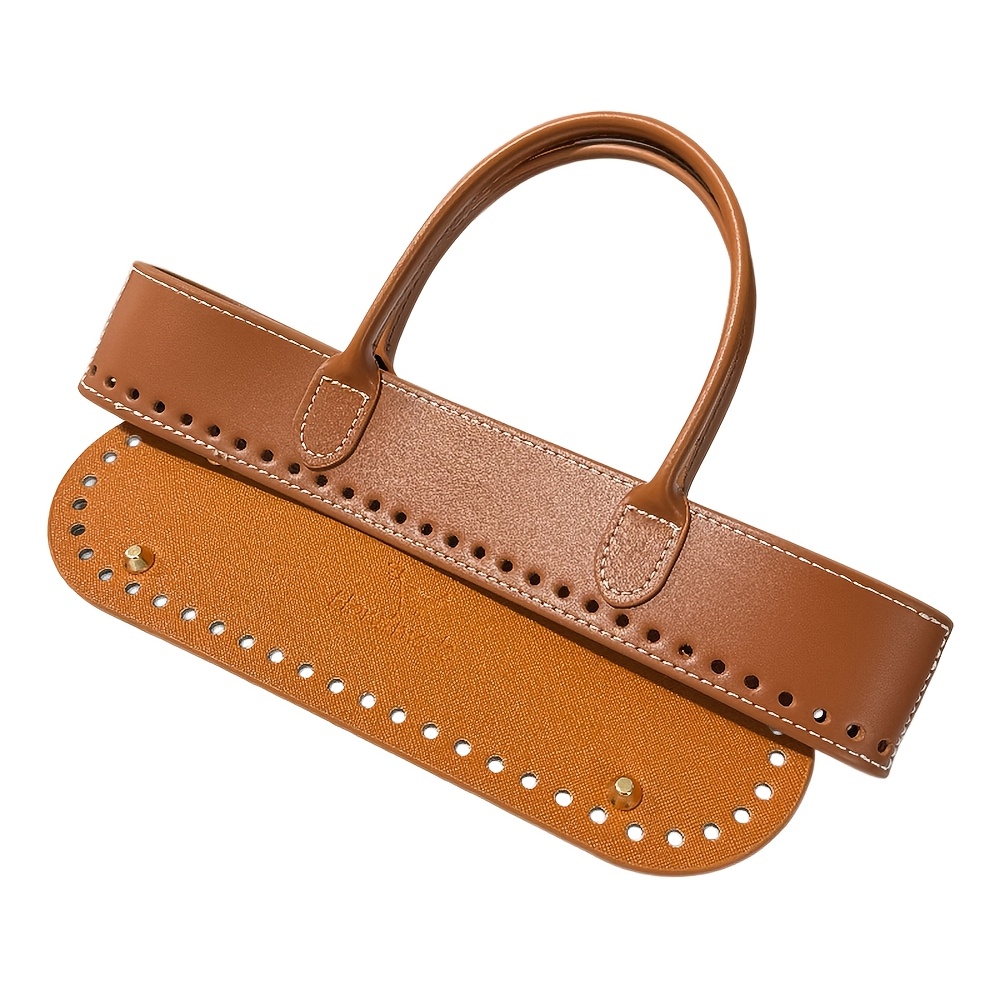 TEMU Sfkaikai Bag Diy Pu Leather Craft Supplies Suitable For Handmade Woven Bags & Wallets - Pu Leather Handbag Handle With 5mm Holes, Bag Bottom