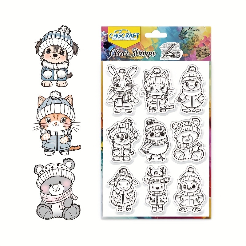 

Winter Animal-themed Clear Silicone Stamp For Diy Card Making, Scrapbooking & Paper Crafts - Pvc Material