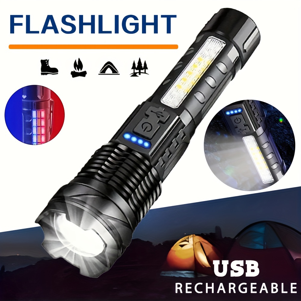 

Lampe Rechargeable USB Polyvalente - 350 , Projecteur COB , Randonnée & Urgences, en ABS