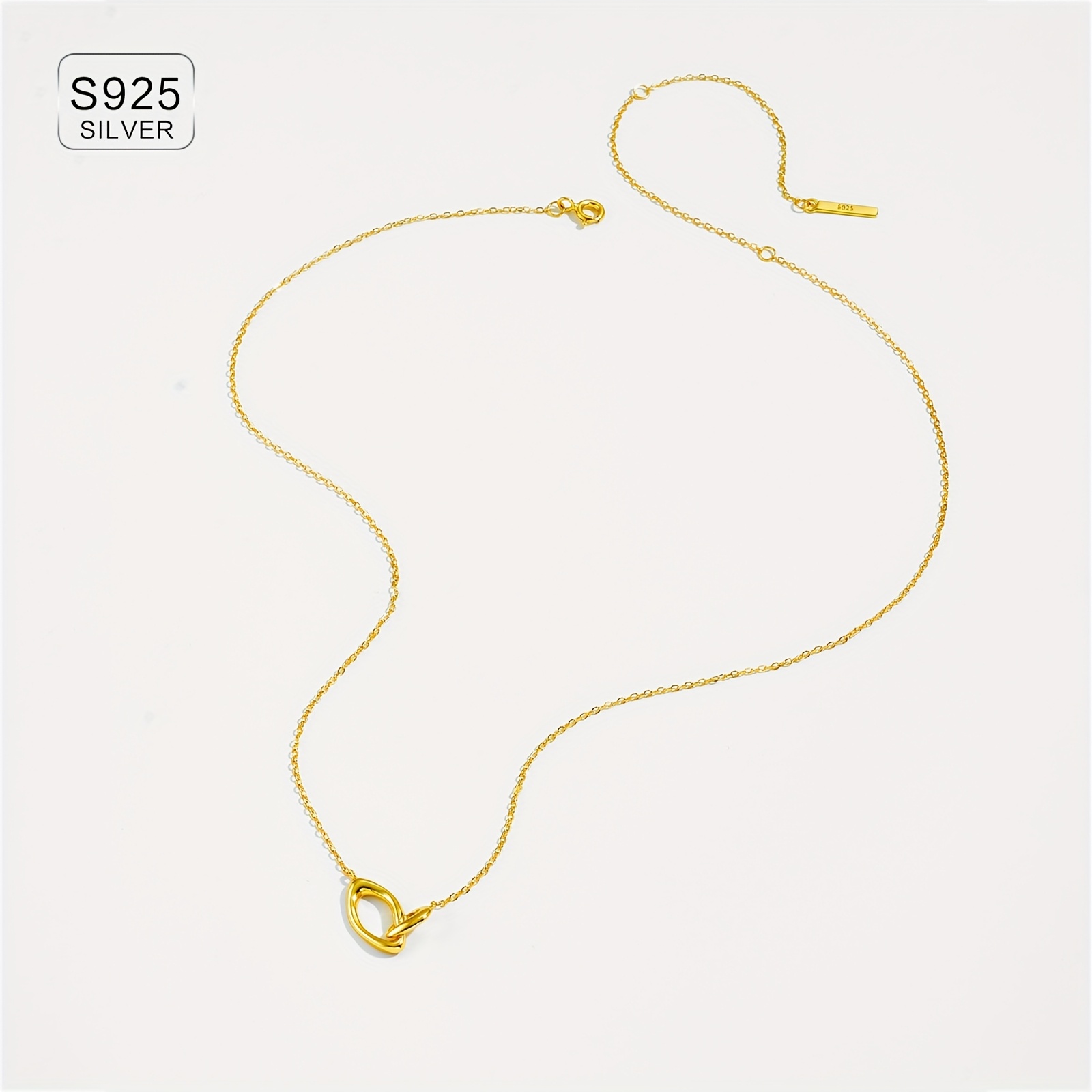 925 Sterling Silver & 18K Gold Plated Interlocking Loop Necklace