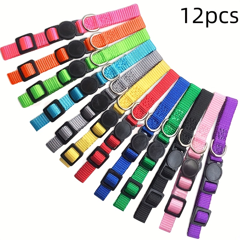 TEMU 12pcs Id Collar Identification Puppy Collar Super Soft Nylon Dog Id Tag Adjustable Removable Identification Collar For Puppies Newborn Pets