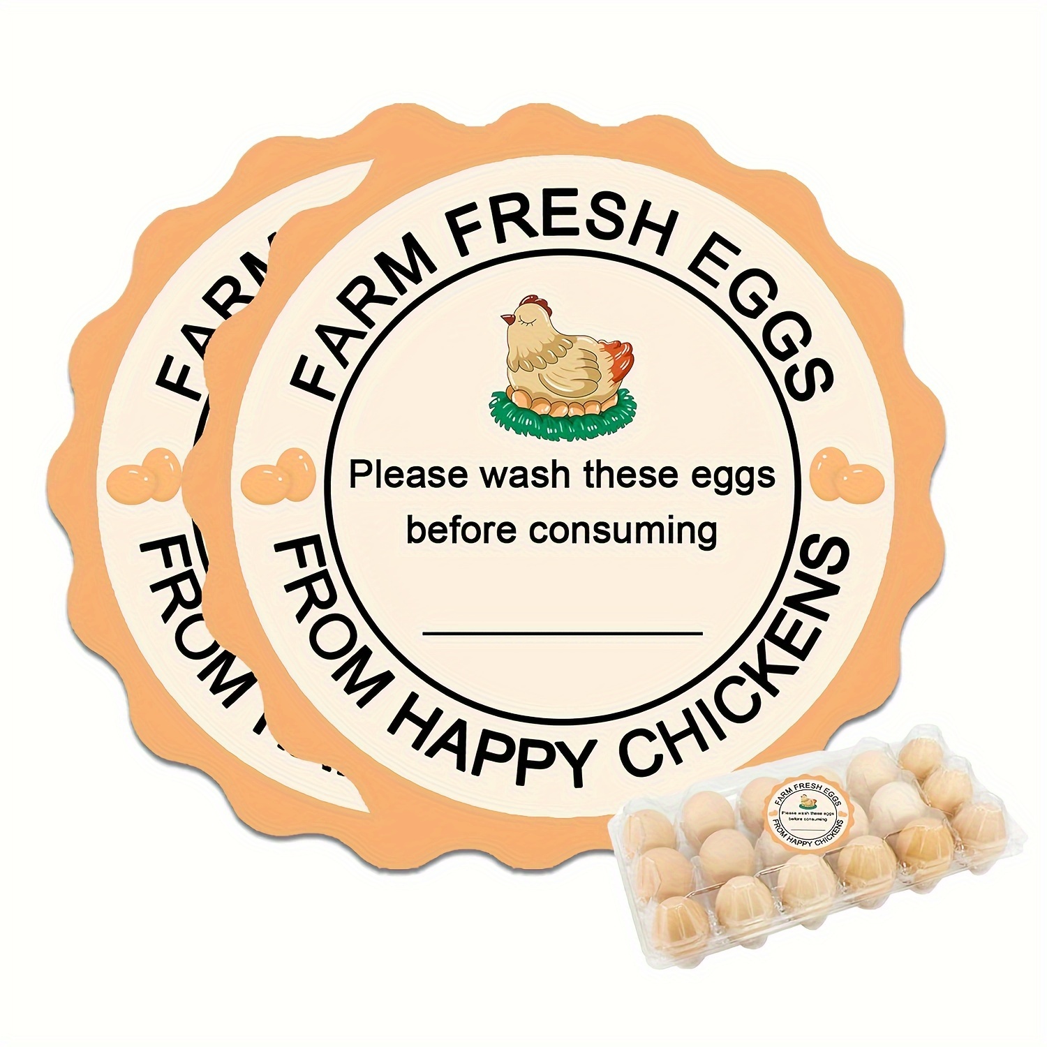 

500-piece Farm Fresh Egg Carton Labels - 2" Self-adhesive Date Stickers For Egg Boxes, Perfect For Kitchen Organization & Quail Egg Pieceaging