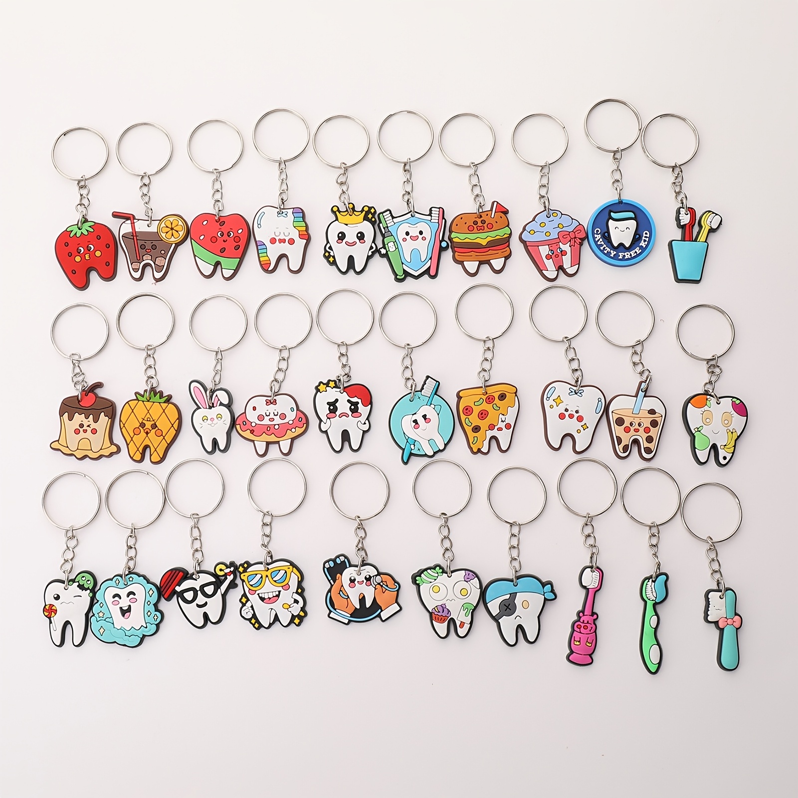 TEMU Portachiavi fai da te serie cartone animato anime, 30 pezzi, accessori portachiavi anime in PVC per donna, portachiavi
