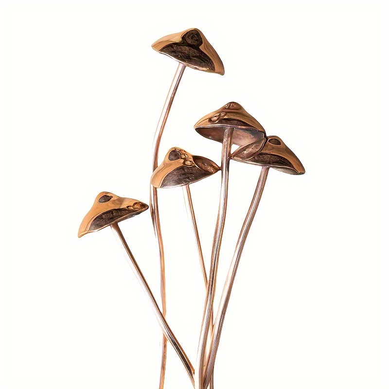 Image of 【3d】 [3d] 5pcs Potted Decoration Mushrooms, Metal Mushrooms, Hand-shaped Alloy Mushrooms, Potted Additions, Yard Decor, Mushrooms Holiday Gifts