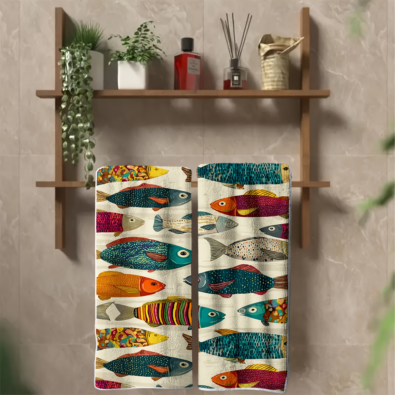 TEMU 1pc, 2pcs Hand Towel, Colorful Pattern, Soft Material, Absorbent Towel,, Minimalist Style, Suitable For Anniversaries, Travel, Parties, Gifts,