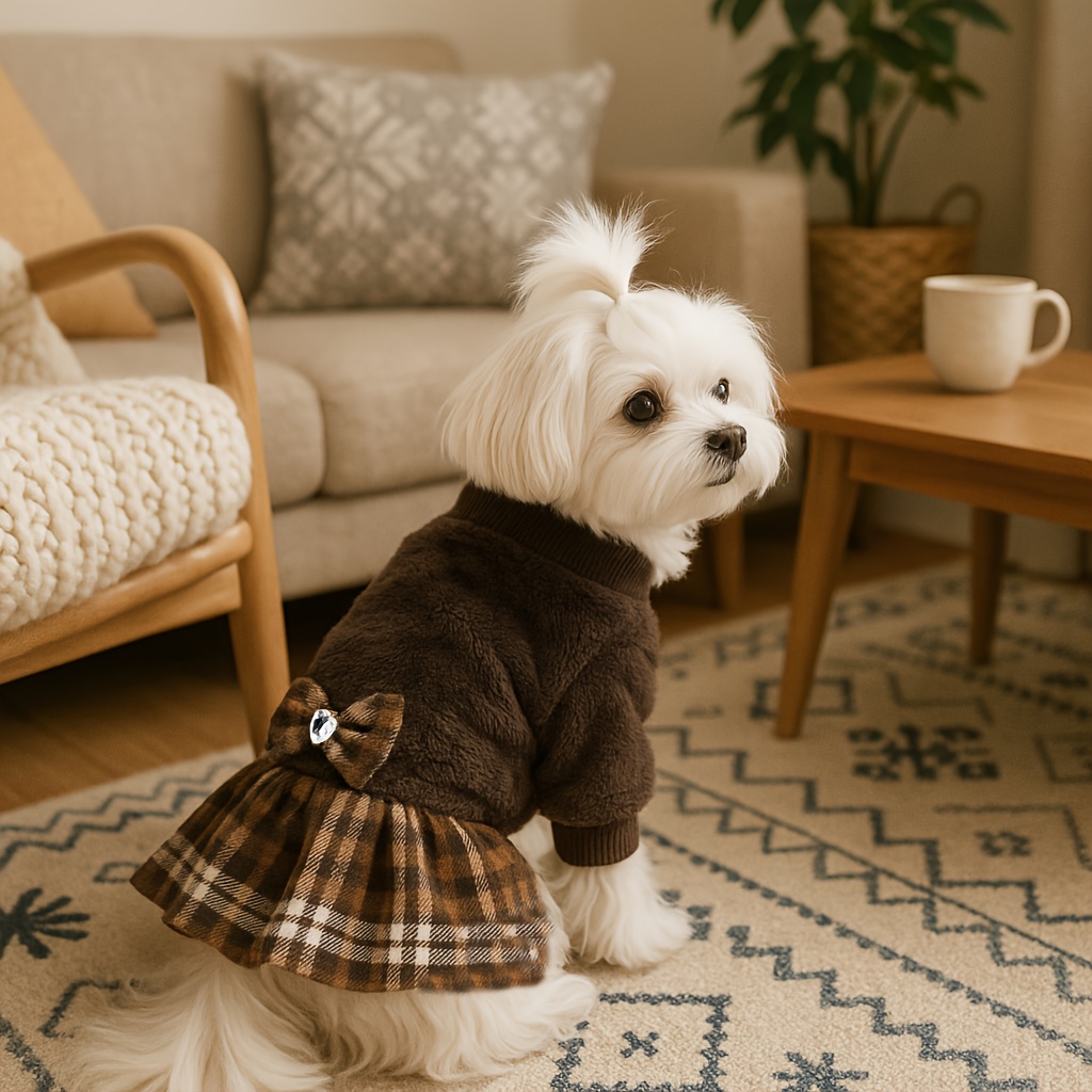 warm dog dress winter dog sweater dress girls puppy outfit - Temu