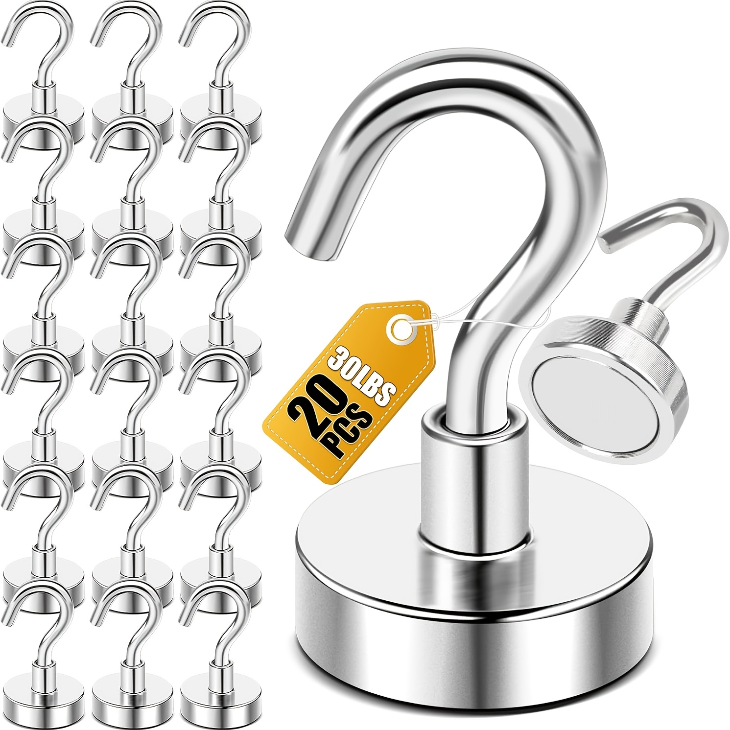 TEMU 20pcs Magnetic Hooks, 30 Lbs+ Magnetic Hooks Essential For 2026 Cruise Cabin Pairing, Heavy Magnets, Refrigerator Hooks, Suitable For Beach